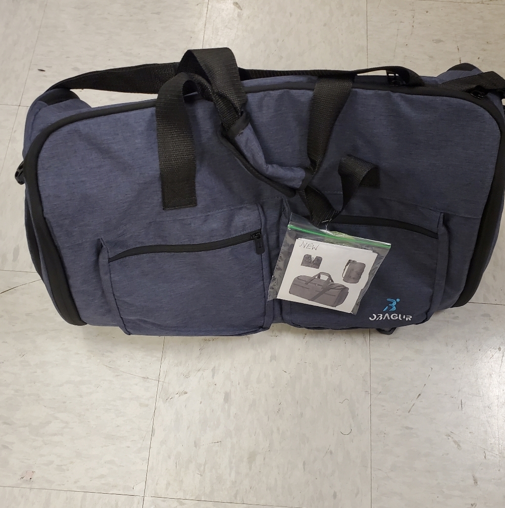OBAGUR Blue and Black Men's Duffel Garment Combo Bag NWOT